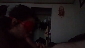wife sucks  big cock while blindfolded