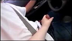 Wife Teaches Teen To Drive While Playing with his Dick &_ Make Him Cum Huge