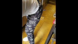 Step mom get leggings ripped and fucked by step son in the kitchen