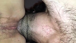 My sexy cougar girl,loving having her meaty hairy holes eaten from behind!