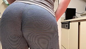 Mom Fat Booty Kitchen Wedgie