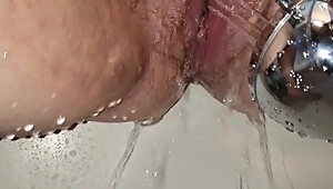 Hairy Chubby Wife Masturbates in Shower