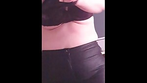 Step mom in leather leggings get tits fucked and cummed by step son