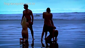 Naked swinging couples on public beach - Brazil