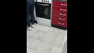 Step Mom gives Unexpected Handjob to step step son while making food using his cum for flavour