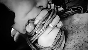 I tied my wife's hands to my cock - watch her struggle to suck it - Amture home made Bdsm