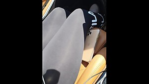 Step mom in Fila leggings get fucked in the car by step son