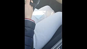 Step mom fucked in the car by step son while dad buying food