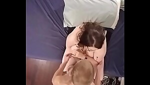 Bbw huge tit wife fucked and creampied overhead view