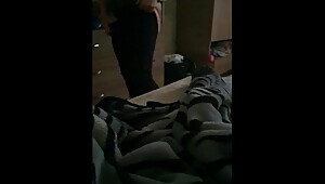 Step mom take off clothes and fuck step son after find a condom in wardrobe