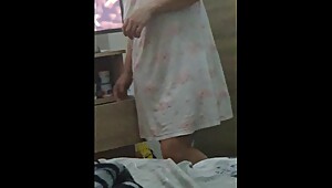 Step mom in ripped pantyhose fucked by step son near step sister