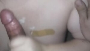 Blindfold step sis gets cum on tits