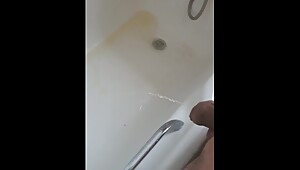 Step mom washing step son dick in the bathroom till he cum on her tits