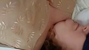 Groping  wife's big tits