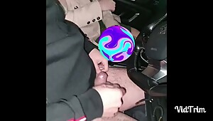 Step son plays with step mom pussy in the car ending with blowjob