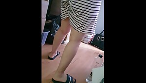 Step mom skirt get stucked into her ass because she doesn't wear panties