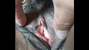spreading asian wife pussy  cllose up